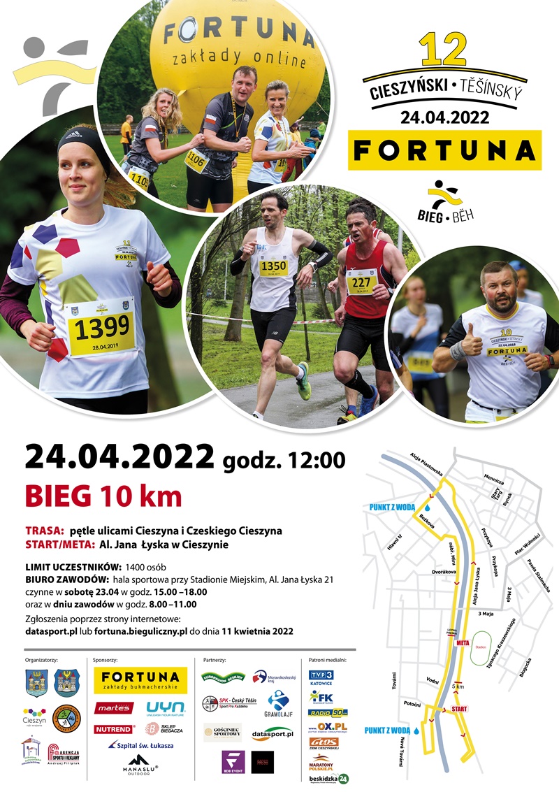 Plakat 12 Cieszyńskiego Fortuna Biegu mat.pras